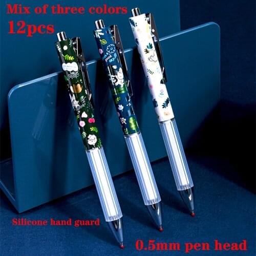 Smooth 0.5mm Bullet Point Gel Pen Black 12pcs Pack, Student Pen Office Teaching Ballpoint PenHidden Cute Pens