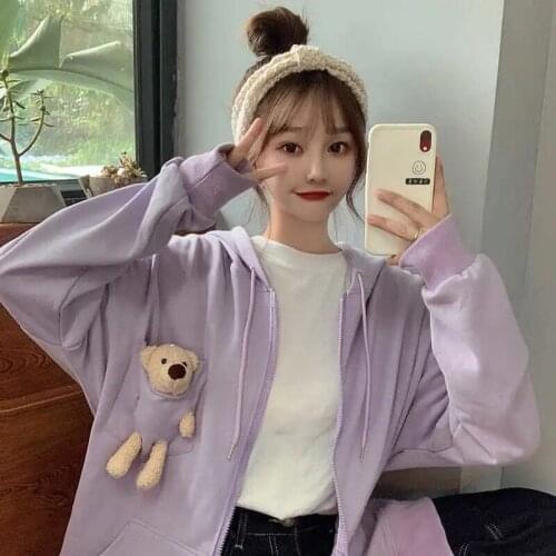 Kawaii clothes Harajuku bear Sweatshirt y2k Women Korean Fashion Oversize Hoodie Schoolgirl Streetwear Clothes friends jackets