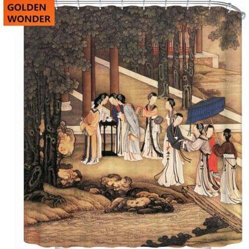 Creative Personality Chinese Style High Quality Printing Waterproof Thickened Bathroom Toilet Shower Curtain Cortinas 3 sizes