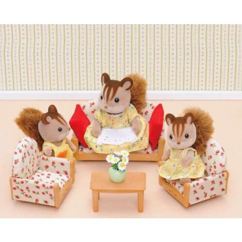 Forest Family 1:12 Mini Doll House Furniture Bathroom Dining Room Kitchen Dedroom Set DIY Christmas Gift Toys
