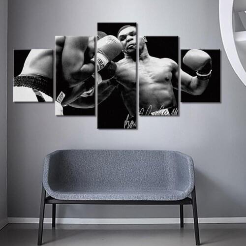 Modular Hd Prints Home Decoration 5 Piece Boxing Tyson Paintings Figure Canvas Poster Framework Wall Artwork For Gymnasium