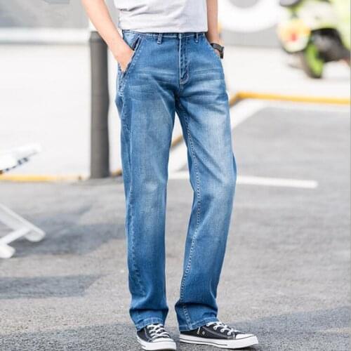 High quality cotton stretch jeans brand clothing mens fashion denim trousers black blue jeans big size 44 46 48