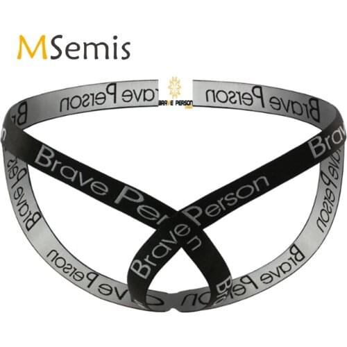 Mens Lingerie Open Butt Hollow Out Underwear T-back Thongs Briefs Panties Letter Print Elastic Waistband Jockstrap Underpants