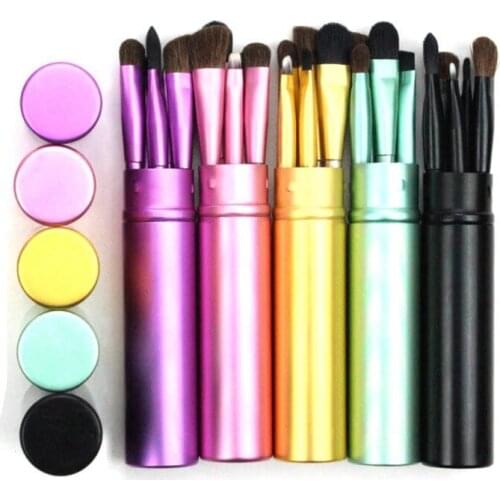 5Pcs Eye Makeup Brushes Set Eyeshadow Eyebrow Lipbrush Eyeliner Powder Professional Cosmetic Brush Tool Kit With Round Tube
