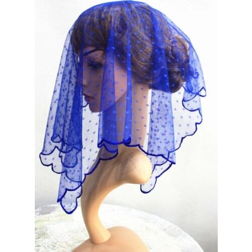 Blue Church Head Wear Coverings ,Catholic Chapel Veil Scarf ,Lace Headband Wrap,Wedding Veil