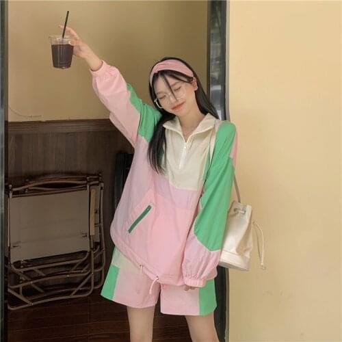 Autumn new style loose macarons color matching long-sleeved casual jacket