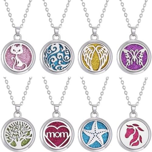 DIY Aromatherapy Necklace Open Locket Jewelry Perfume Essential Oil Diffuser Pendant Magnetic Stainless Steel Aroma Box Necklace