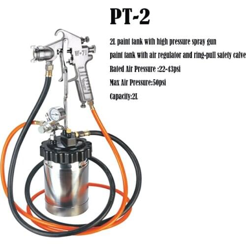 2 Part Spray Gun Paint Tank 2 Liter Air Brush Paint Spray Gun Tank Spray Gun Heavy Duty with Air Tank