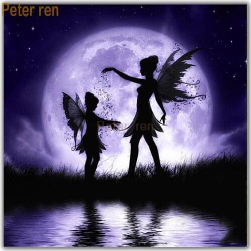 Peter ren Full Square/Round drill Diamond Painting"Moon Angel Dance"DIY Diamond Embroidery Cross Stitch Mosaic Home Decor Gifts