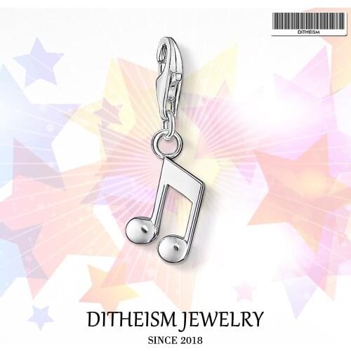 Plain Music Note Charms , 2018 Fashion Jewelry 925 Sterling Silver Trendy Gift For Women Men Boy Girls Fit Bracelet Necklace Bag