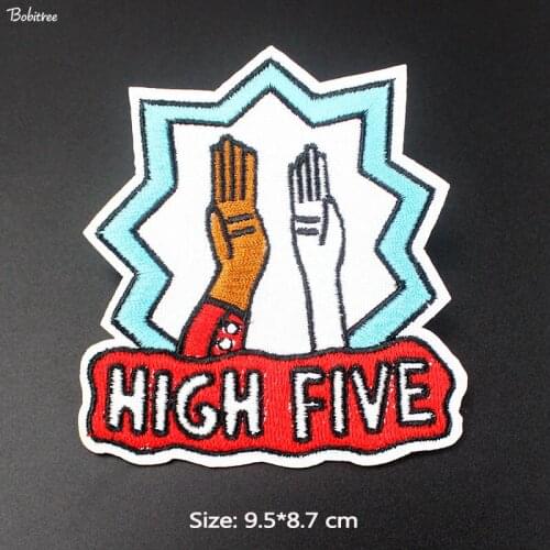 High Five Sew Patch Badges hot iron on Transfer for Clothing T-shirt Decoration Label Embroidered Applique Stickers