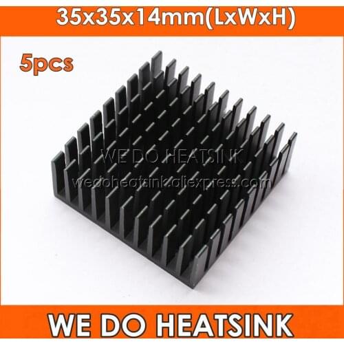 WE DO HEATSINK 5pcs 35x35x14mm Aluminum VGA BGA Heatsink Cooler Black Anodize Radiator For IC, Chipset,Asic