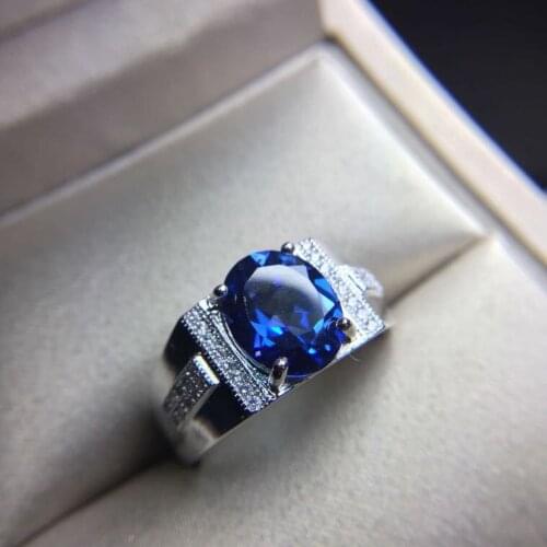 Real And Natural Topaz Ring Man ring Free shipping 925 sterling silver 7*9mm gem For men Fine handworked jewelry