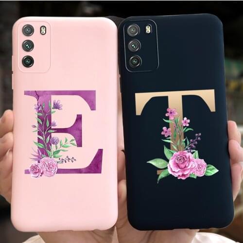 Luxury Floral Letters Pattern Case For Xiaomi Poco M3 Phone Cases Soft Silicone Back Cover For Xiaomi PocoM3 M 3 Coque POCO M3