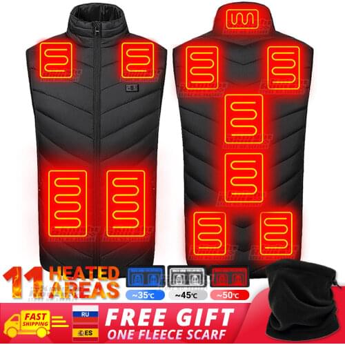 9 Areas Self Heated Vest Body Mens Warmer Heating Jacket Heated USB Battery Powered Womens Warm Vest Thermal Winter Clothing