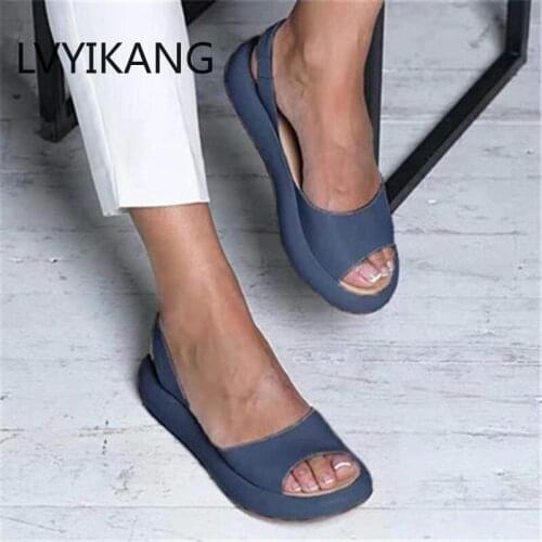 Women Flat summer Sandals woman Peep Toe Female PU Fashion Summer shoes 2020 NEW Comfortable plus size Shoes Women
