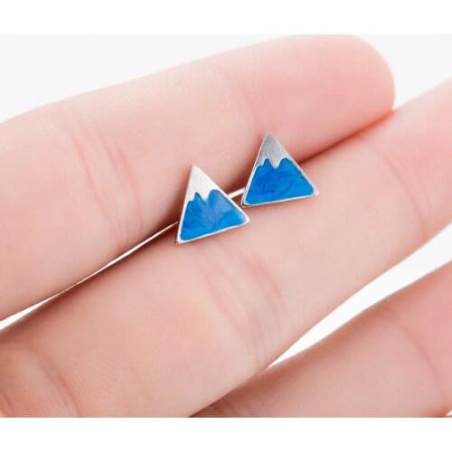 Jisensp Cartoon Style Delicate Vintage Snow Mountain Stud Earrings Fashion Jewelry for Women Girls Wedding Gift bijoux