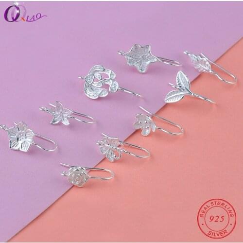 A pair 925 sterling silver flower Earring Ear Pins 925 silver butterfly Earrings Clasps Hooks Earwire for earring making DIY