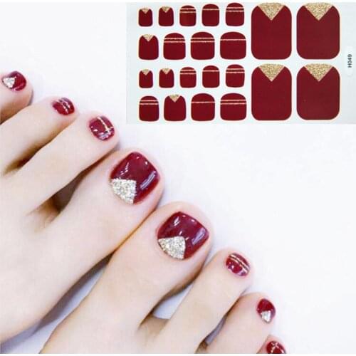 1Sheet(24Pcs) Heart Moon Smile Waterproof Toe Nail Sticker Full Cover Decal Adhesive Wrap Наклейки для ногтей