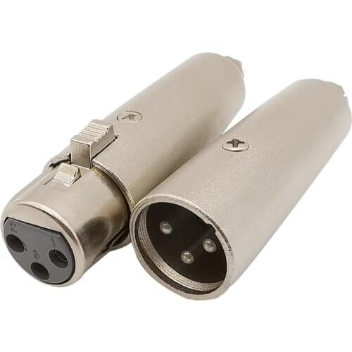 1Pair RCA Male Plug to 3 Pin XLR Male Female Plug Audio Cable Cord Microphone Connector Silver