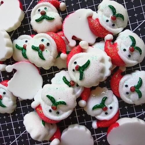 1pcs/lot resin flat back glitter Christmas father head 27mm Cabochons Hair Bow Center DIY Christmas decration