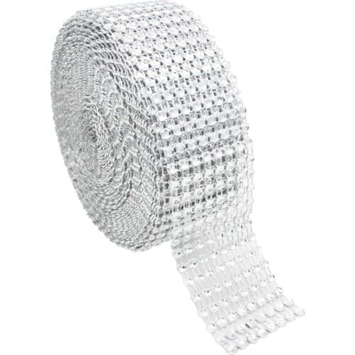 1 Yard/91.5cm DIY Silver Color Diamond Mesh Rhinestone Wraps Ribbon Crystal Roll Trim Sparkle Mesh Wrap for Wedding Decoration