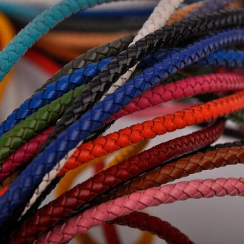 100m 5mm Round Braided Leather Cord Cow Leather Rope String Findings Accessories for Cord Jewelry DIY