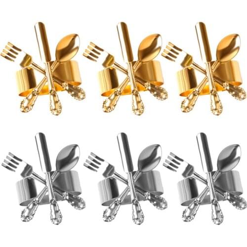 6pcs Hotel Table Western Style Knife Fork Spoon Napkin Buckle Ring Napkin Ring Cloth Ring Towel Buckle Dinning Table Home Decor