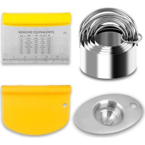 8pcs/set Stainless Steel Bench Dough Scraper Biscuit Cutter Set Egg Separator Heavy Duty Baking Dough Tools for Cake Baking Tool