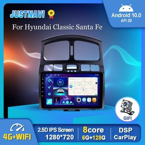 Car Radio Android 10.0 For Hyundai Classic Santa Fe 2007-2011 Carplay Auto GPS Navigation Stereo DSP Multimedia Video Players 9"