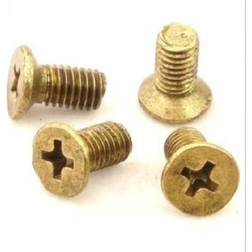 Free shipping 100 pieces Metric Thread M5*25mm Brass Countersunk Head Phillips Screws