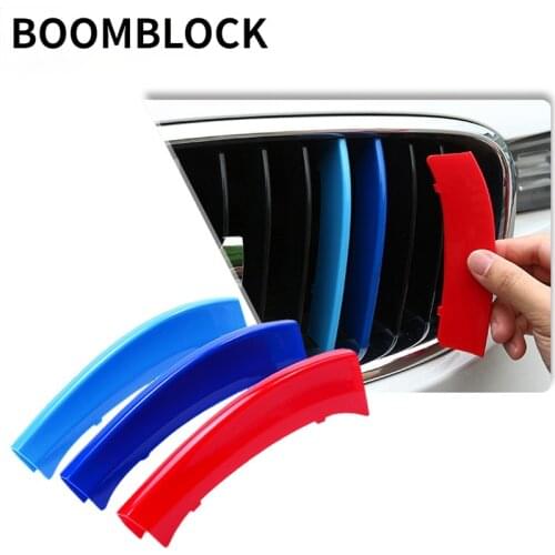 BOOMBLOCK 3pcs 3D For BMW F30 F10 3 5 Series Car Front Grille Trim Strips Cover M Power Performance Accessories Motorsport