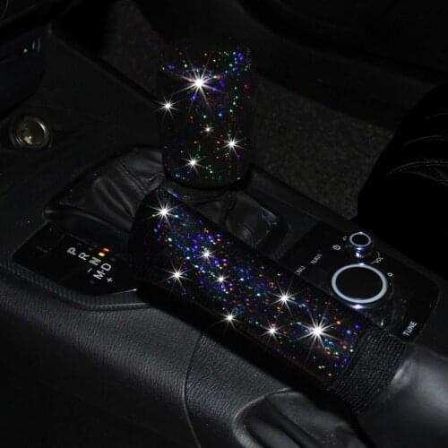 Blingling Diamond Crystal Car Gear Shift Cover Handbrake Grips Glitter Rhinestone Auto Shifter Hand Brake Decorations Interior