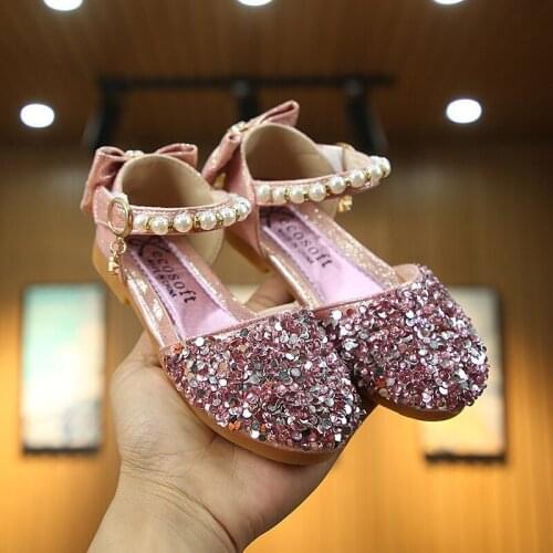 Flower Children Girls Baby Summer Silver Gold Pearls Glitter Sequins Princess Dress For Girls Wedding Party Sandals Dance Shoes