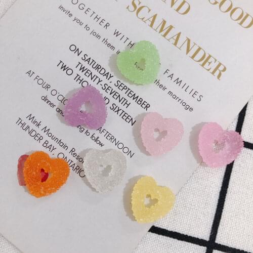 DIY jewelry artificial sugar hollowed out love peach heart soft candy resin patch accessory material 10pcs