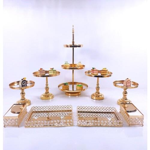 8-16 PC Crystal Metal Wedding Multi-Layer Cake Stand Rack Set Festival Party Display Tray