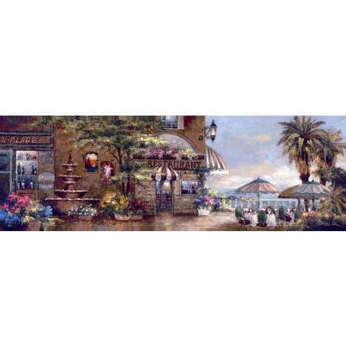 Italian landscape art oil painting Cafe Walk II modern artwork for bedroom decor