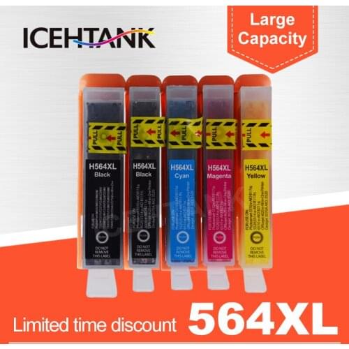 ICEHTANK 5 Color Compatible Ink Cartridge Replacement For HP 564 XL Photosmart C6380 C6340 C6350 C6375 C6300 Printer Cartridges