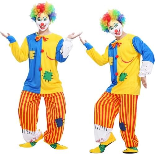 Halloween adult clown costume clown suit masquerade costume cosplay magic show bloody funny striped clown suit