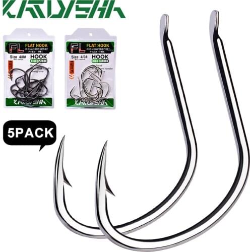KATYUSHA 50Pcs Jig Hooks 1/0-2/0-3/0-4/0# High Carbon Fishing Hooks Steel Sea Pike Fishhooks Single Jigging Hooks Slow Pitch