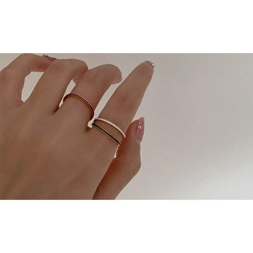 Fashion Vintage Minimalist Round Bohemia 1mm Ultra-fine Epoxy Drop Oil Titanium Steel Ring for Men and Women Jewelry Wholesale