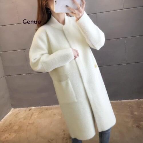 Autumn and Winter Woolen Coat Female Mid-Long New Korean Temperament Womens Popular Outerwear Woolen Coat Women Sweater