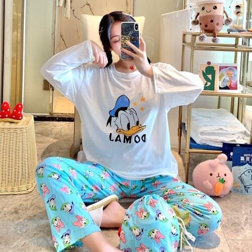 Spring Autumn Long Sleeve Pajamas Womens Winter Student Cartoon Leisure Korean Homewear Cartoon Sleepwear Nightdress