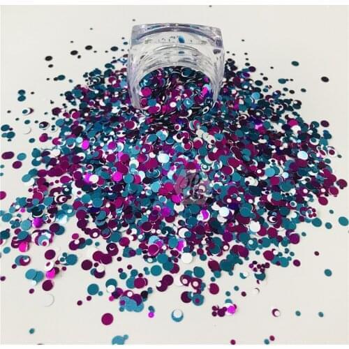 PrettyG 10g/P Colorful Round Dot Mixes Shape Nails Metallic Glitter Nails Art Decoration Body Glitter Tattoo Makeup Accessories