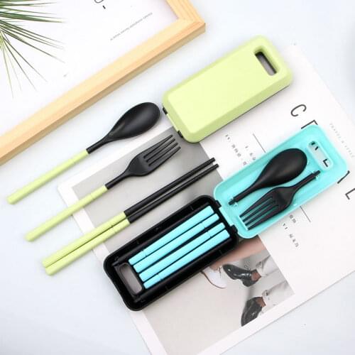 Wonderlife Tableware Foldable Chopsticks Spoons Forks Cutlery Box for Home Traveling Children School Kitchen Supplies C1006 b