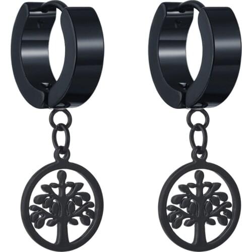 Black Life Tree Drop Earrings Hollow Out Earring Romantic Party Gifts For Women Men Jewelry Rock Hip Hop Punk Ear Clip Unisex