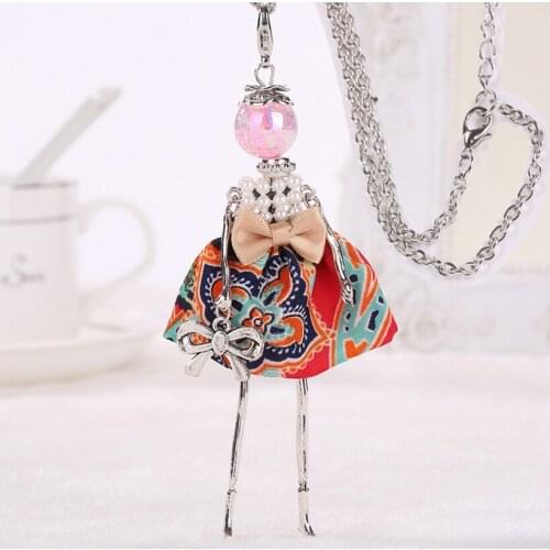 YLWHJJ new women doll cute necklaces & pendants dress alloy Statement necklace girl handmade bowknots brand fashion jewelry