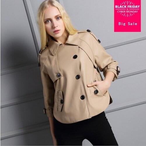 Winter New Pu leather jacket women short section split windbreaker caot loose straight was thin three sleeve outwear tops L1234