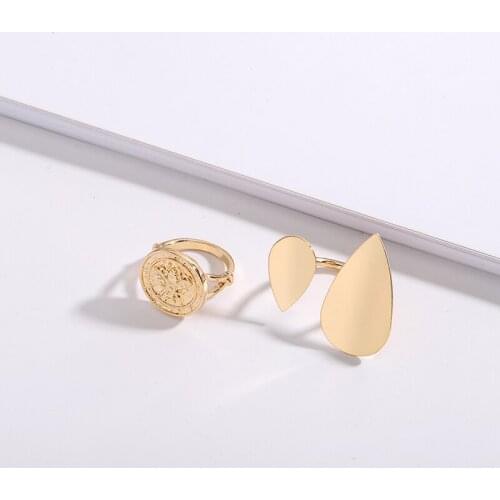 Gold Color Metal Bee Round Big Small Water Drop Alloy Open Ring 2020 New Fashion Simple Rings Women Girl Party Wedding Jewelry