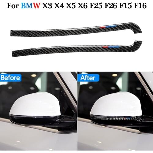 2x Car Styling Real Carbon Fiber Rearview Mirror Anti-rub Strip Anti-collision Sticker Trim For BMW X3 X4 X5 X6 F25 F26 F15 F16